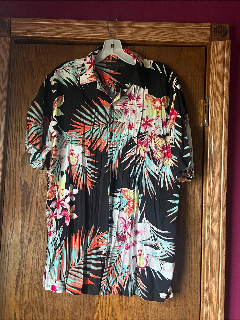 Black Tropical Floral Button-Up Shirt A5